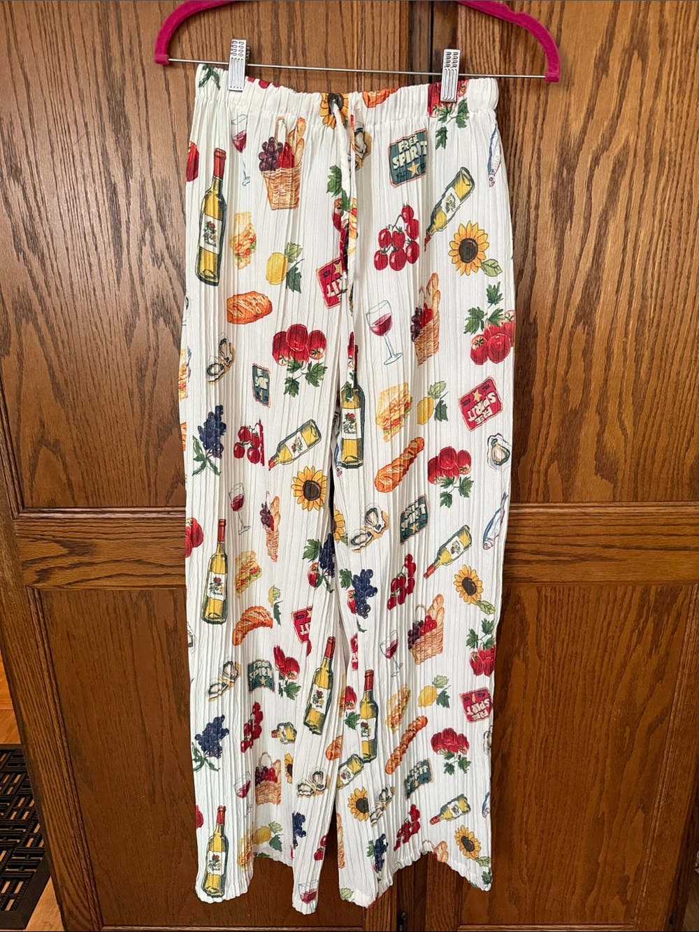 Forever 21 White Straight-Leg Printed Pantry Motif Pants